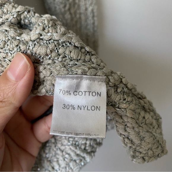 Sirocco Knit Cotton Blend Button Through 3/4 Sleeves Ivory Cardigan Medium - Picture 8 of 11